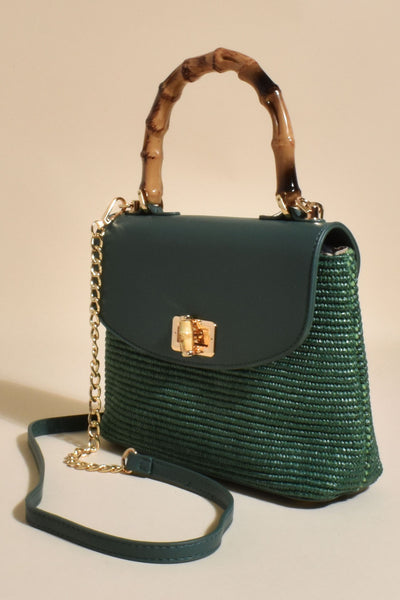 Arianna Cane Handle Event Bag - Dark Green