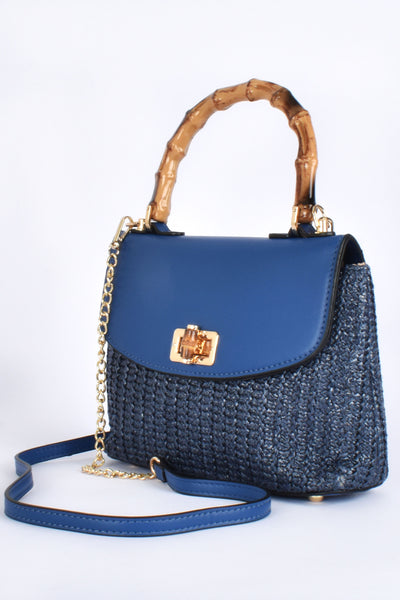 Arianna Cane Handle Event Bag - Navy