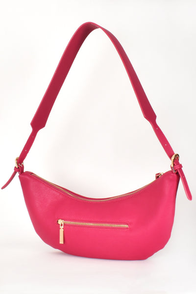 Ariel Crescent Shoulder Bag - Fuchsia