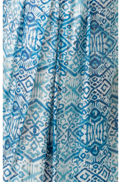 Back to Summertime Dress - Blue Batik Silver Foil