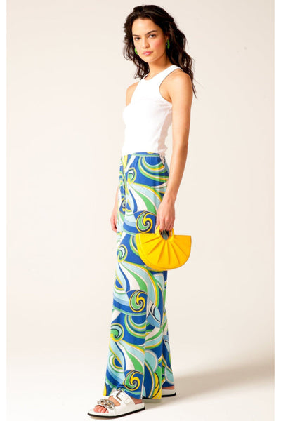 Beach Shack Pants - Aqua Yellow Abstract