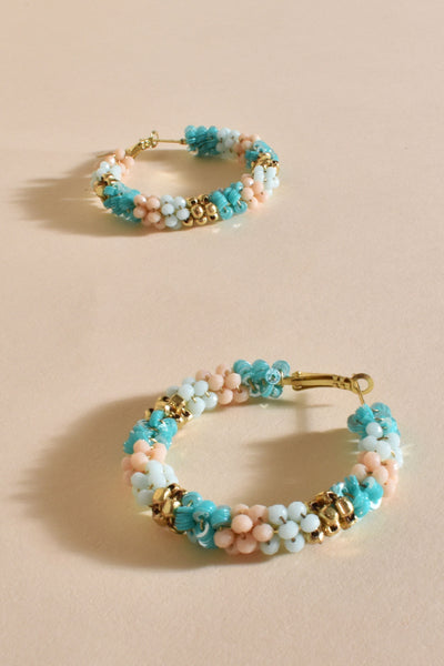 Bead Panels Hoops - Turquoise