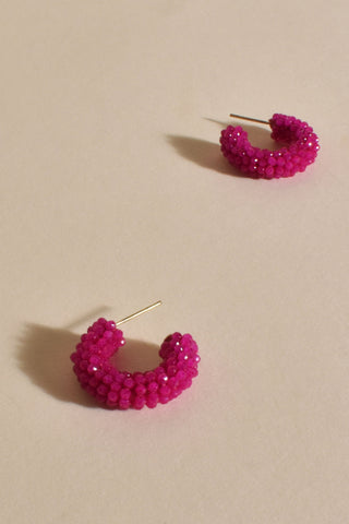 Beaded Cocktail Hoops - Fuchsia