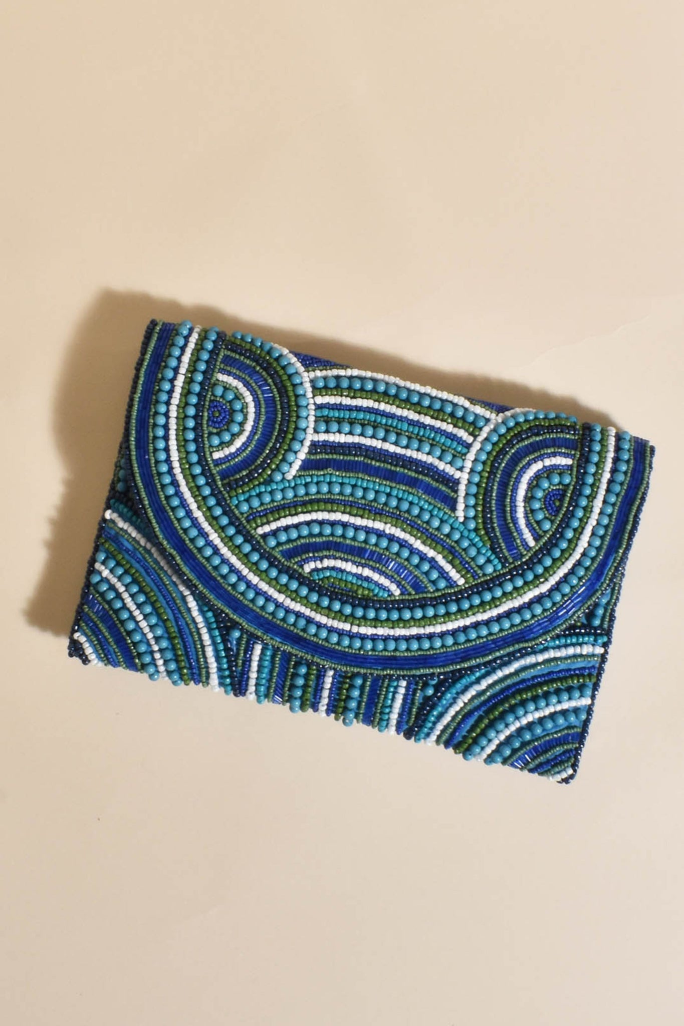 Beaded Foldover Event Clutch - Blue