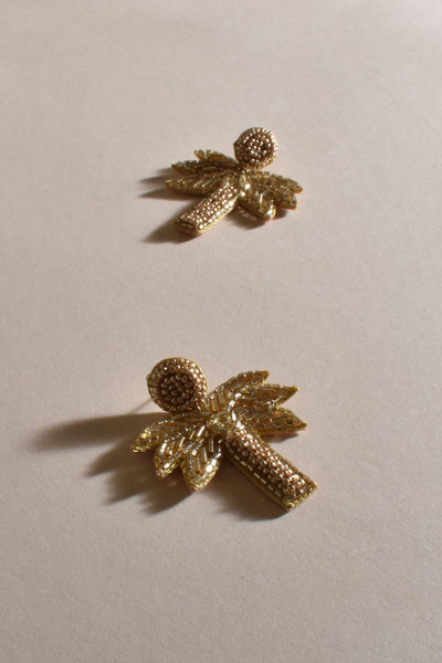 Beaded Palm Event Earrings - Gold