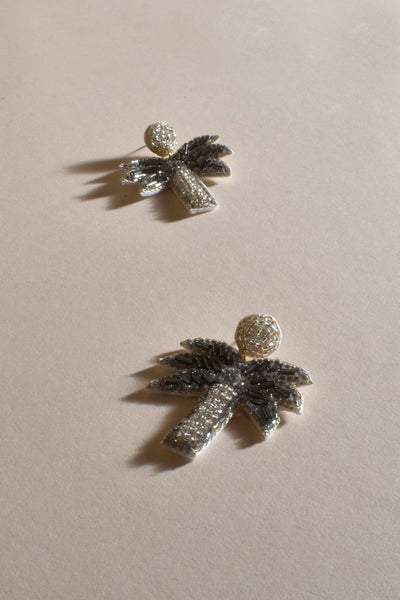 Beaded Palm Event Earrings - Silver