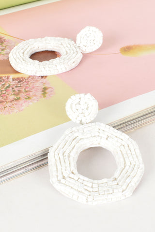 Beaded Summer Punch Earrings - White