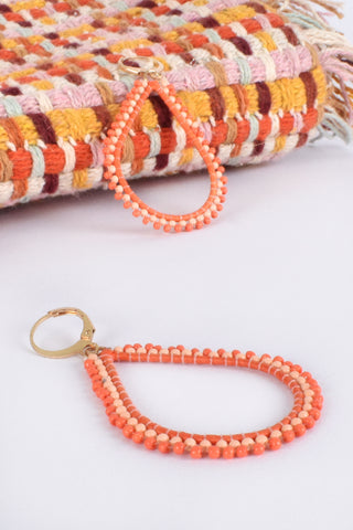 Beaded Teardrop Earrings - Orange