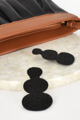 Beaded Trio Ovals Earrings - Black