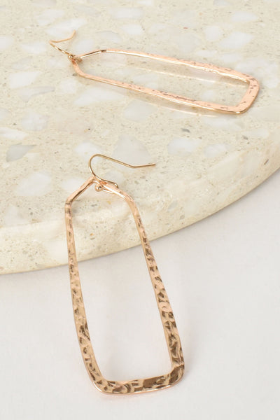 Beaten Obelisk Shape Hook Earrings - Gold