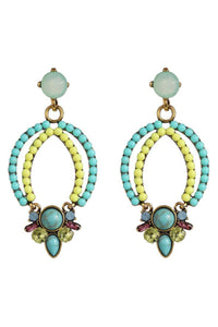 Becca Boho Drop Earrings - Aqua Lime