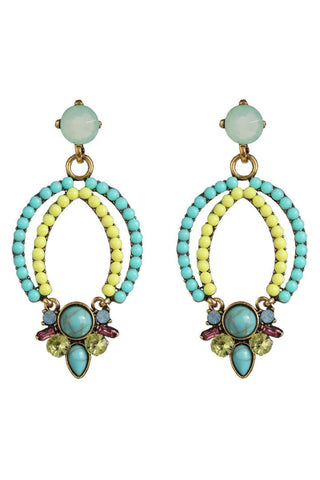 Becca Boho Drop Earrings - Aqua Lime