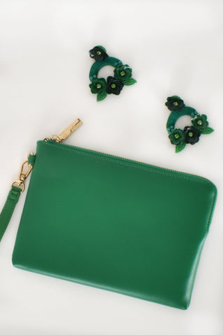 Becca Corner Zip Pouch - Green