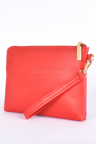 Becca Stitch Detail Corner Zip Pouch - Cherry Red