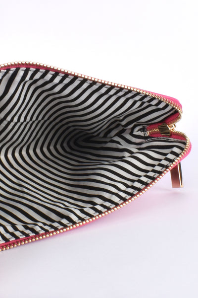 Becca Stitch Detail Corner Zip Pouch - Hot Pink