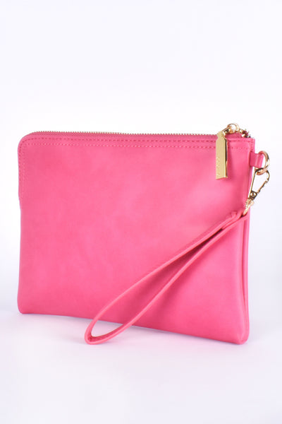 Becca Stitch Detail Corner Zip Pouch - Hot Pink
