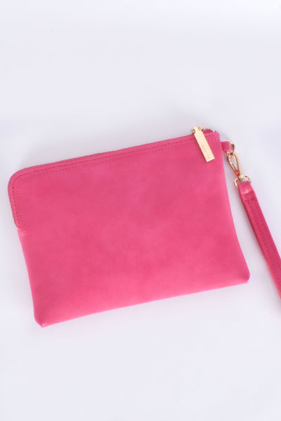 Becca Stitch Detail Corner Zip Pouch - Hot Pink