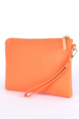 Becca Stitch Detail Corner Zip Pouch - Mango