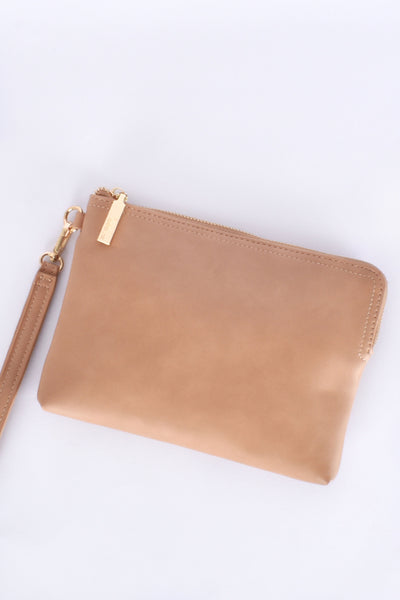 Becca Stitch Detail Corner Zip Pouch - Nude