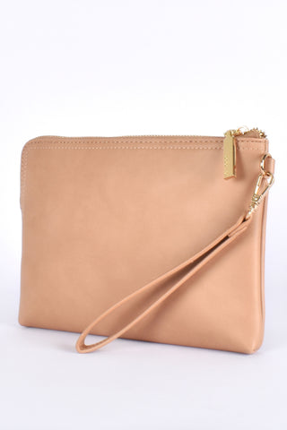 Becca Stitch Detail Corner Zip Pouch - Nude