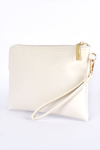 Becca Stitch Detail Corner Zip Pouch - White