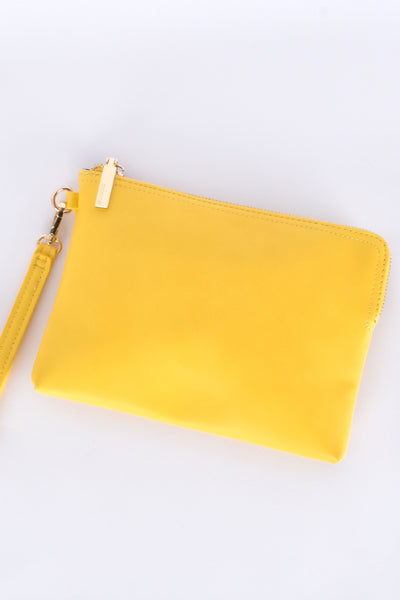 Becca Stitch Detail Corner Zip Pouch - Yellow