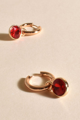 Bella Jewel Drop Event Hoops - Red Gold