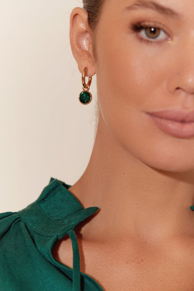 Bella Jewel Drop Event Hoops - White Silver
