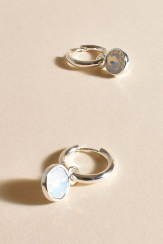 Bella Jewel Drop Event Hoops - White Silver