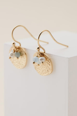 Rain Earrings - Aquamarine/Pearl