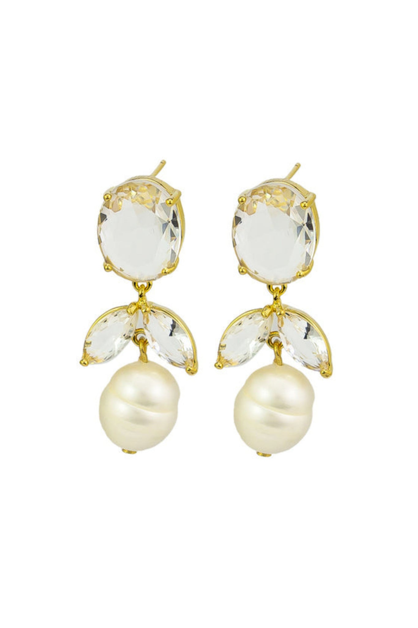 Bianca Crystal and Pearl Earrings - Clear