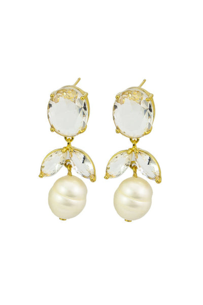 Bianca Crystal and Pearl Earrings - Clear