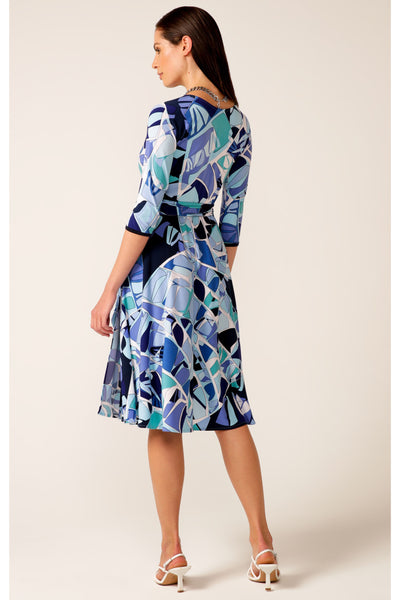 Big Sur Jersey Wrap Dress - Aqua Abstract Print