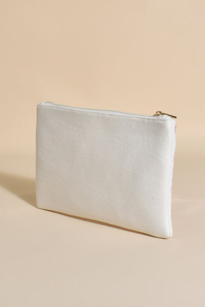 Bold Beaded Floral Clutch - Pink