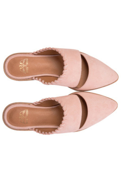 Braga Suede Pointed Flat - Rose SIZE 38 ONLY