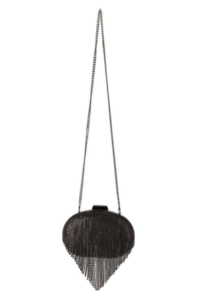 Bria Crystal Fringed Bag - Black
