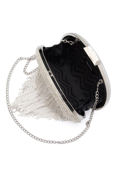 Bria Crystal Fringed Bag - Silver