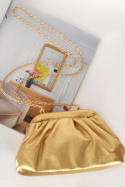 Briella Pleat Frame Bag - Gold