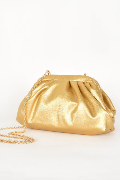 Briella Pleat Frame Bag - Gold