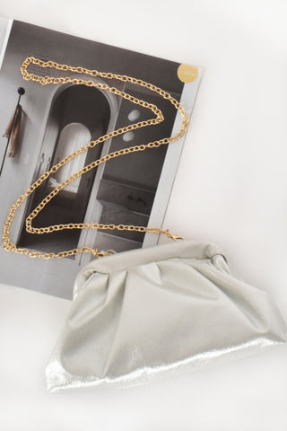 Briella Pleat Frame Bag - Silver