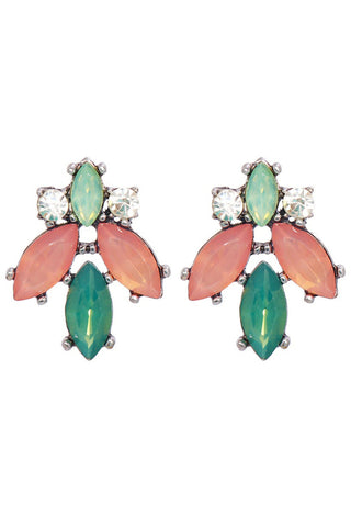Brielle Crystal Stud - Pink Green