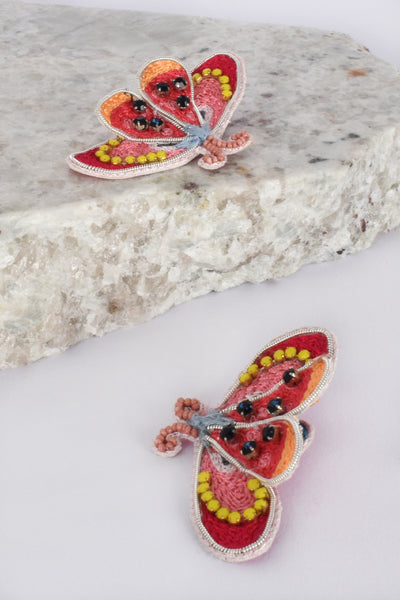Butterfly Kisses Hand Stitched Event Earrings - Pink