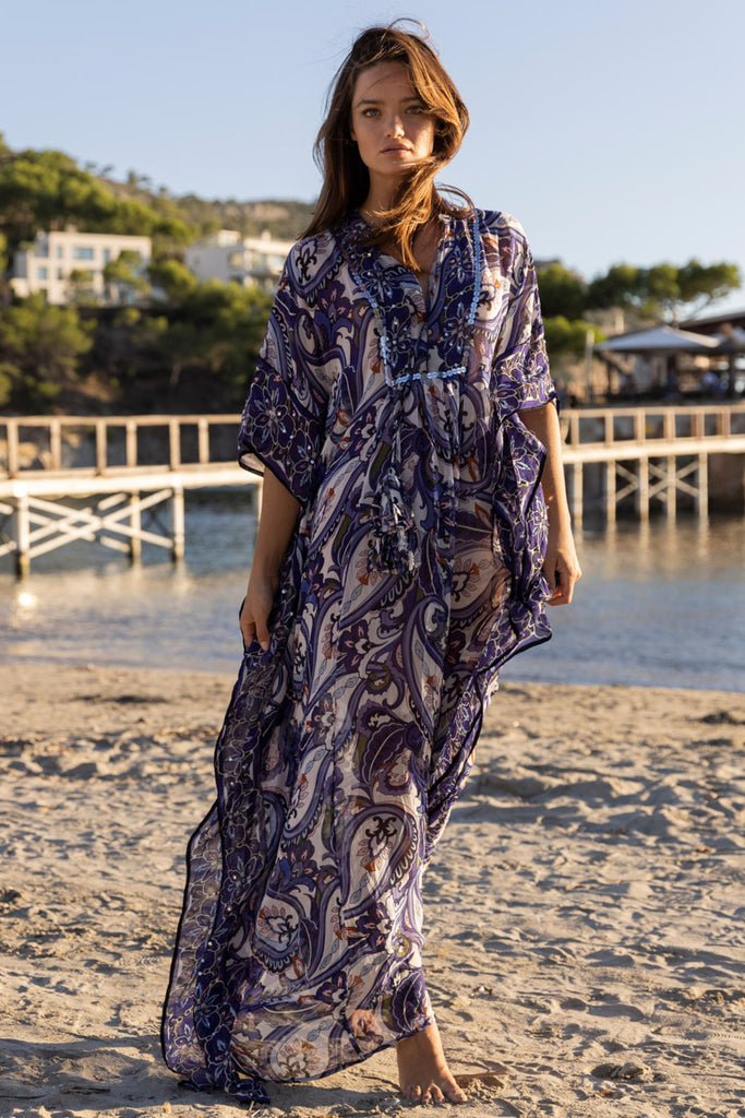 MISS JUNE PARIS CH31 Caprera Embroidered Sequin Kaftan - Blue – Smoke ...