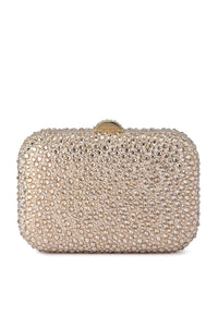 Casey Hot Fix Encrusted Crystal Clutch - Champagne Gold