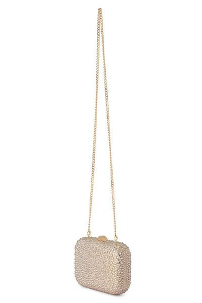 Casey Hot Fix Encrusted Crystal Clutch - Champagne Gold