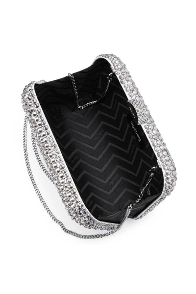 Casey Hot Fix Encrusted Crystal Clutch - Silver