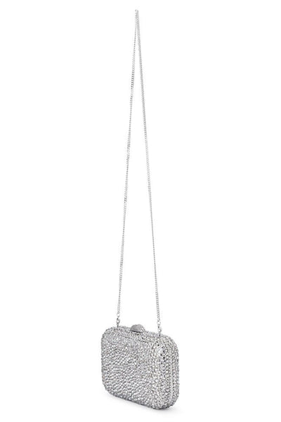 Casey Hot Fix Encrusted Crystal Clutch - Silver