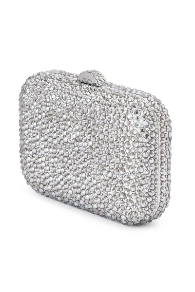 Casey Hot Fix Encrusted Crystal Clutch - Silver