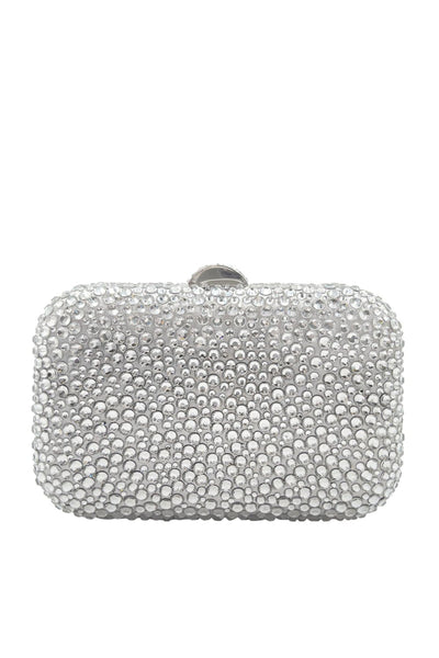 Casey Hot Fix Encrusted Crystal Clutch - Silver