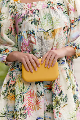 Celeste Sleek Structured Clutch - Yellow